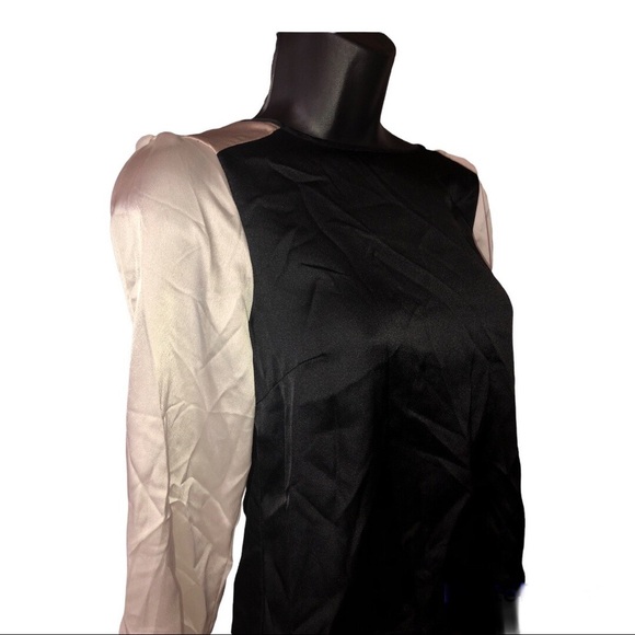 H&M colorblock white black beige satin effect blouse top size small - Picture 5 of 11